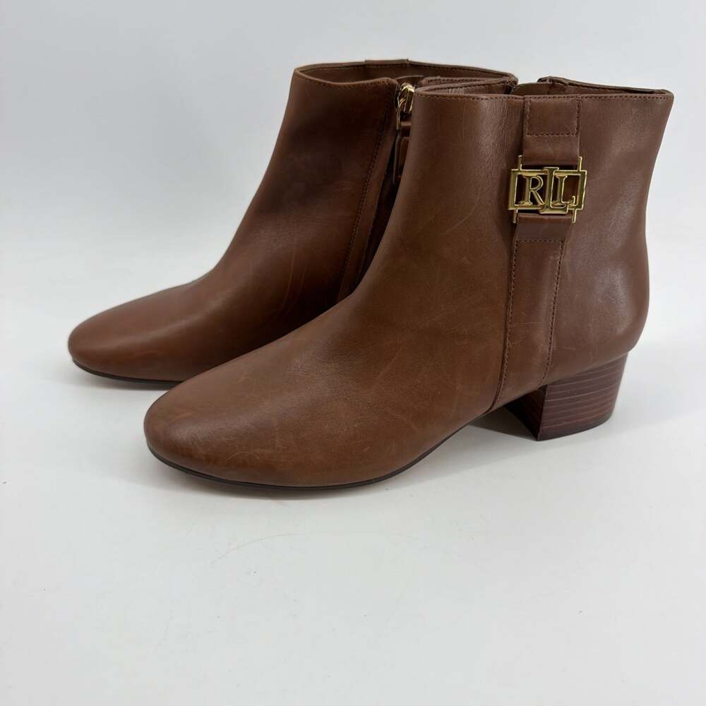 Lauren Ralph Lauren Ankle Boots Women's 9.5B Weslynn Tan Burnished Leather New